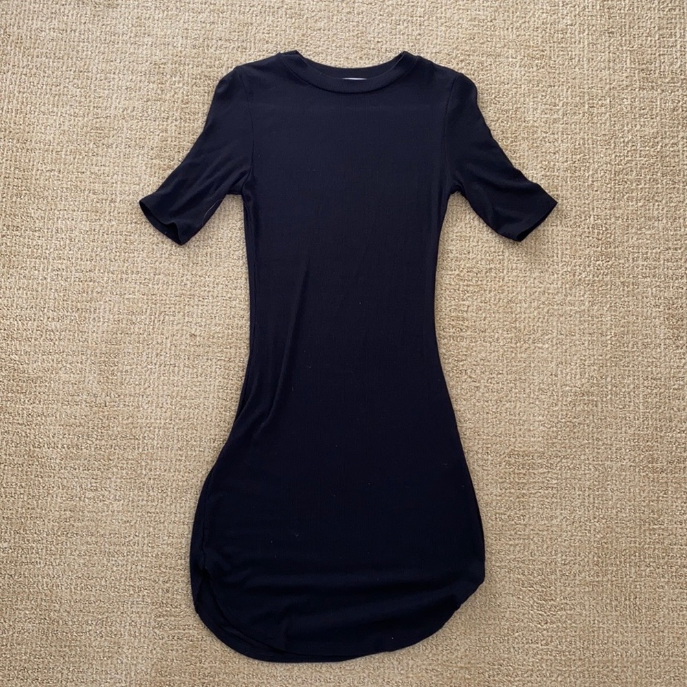 Better be medium black ribbed fitted dress with sleeves